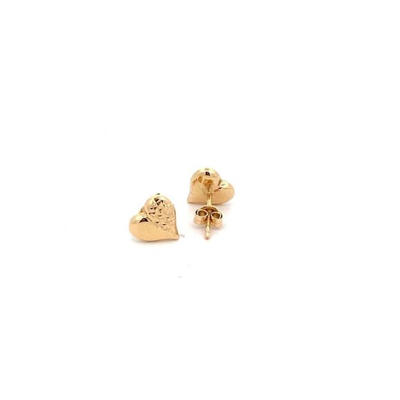 18K Yellow Gold Earrings Heart 1.11 grams Small - Picture 7 of 13